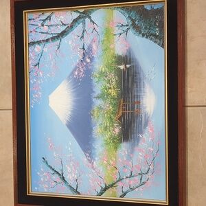 Stunning Vintage Asian Themed Landscape Oil Painting Signed By Artist